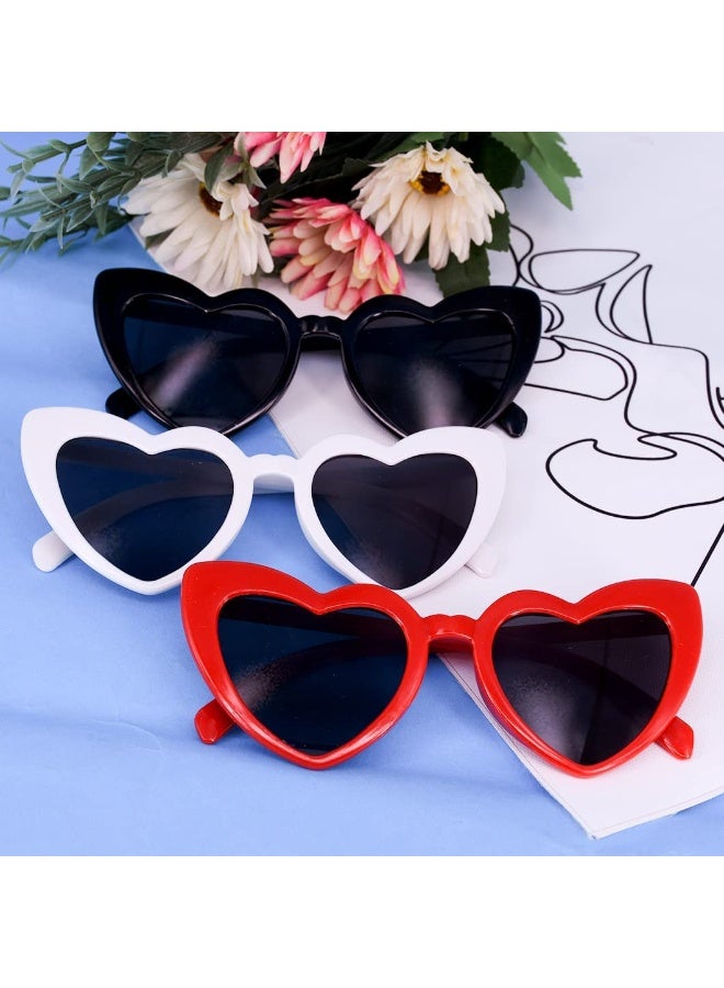 PAWSONIFY 3 PCS Heart Shaped Sunglasses UV400 Protection - Vintage Retro Love Heart Glasses for Party Raves Travel - Image 5